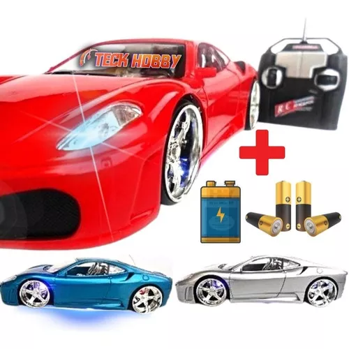 Carrinho Carro Controle Remoto Ferrari 4 Canais + Pilhas