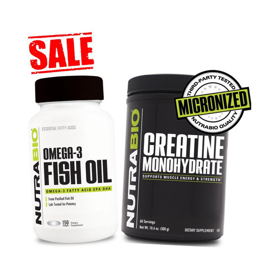 Omega 3 Fish Oil 150 Capsulas + Creatina 300 Gr Nutrabio Sabor Omega 150 cap + Creatine 300 gr