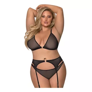 Conjunto Ropa Interior Talla Grande Plus Curvy Encaje Sexy 