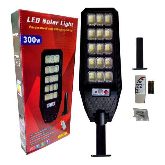 Foco Solar Para Poste 300w, 180led, Con Control Remoto + Sop