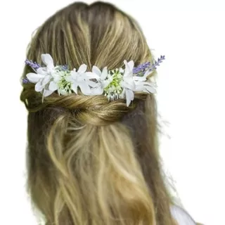 Arranjo De Cabelo Flores Brancas C/ Lavanda Para Noivas C/ 2