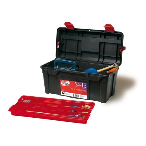 Caja de herramientas Tayg 34-1B de plástico 285mm x 580cm x 290mm negra y rojo