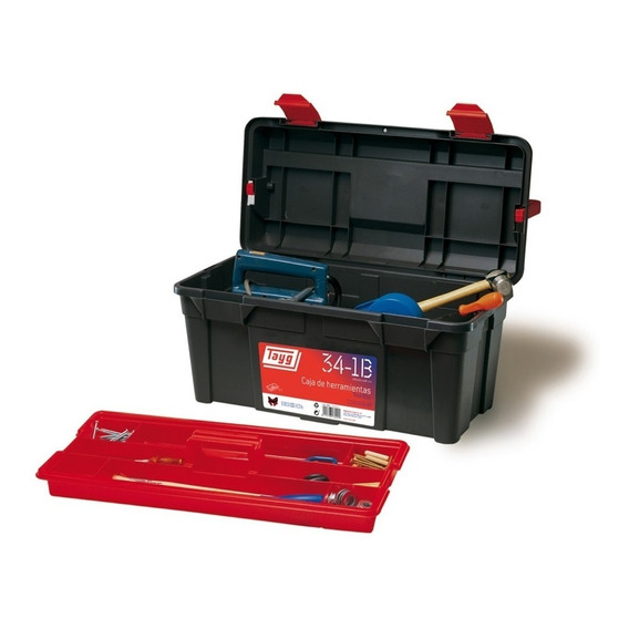 Caja de herramientas Tayg 34-1B de plástico 285mm x 580cm x 290mm negra y rojo