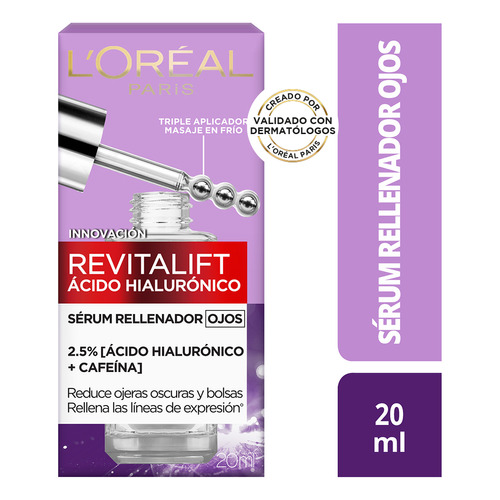 Ácido Hialurónico Sérum de Ojos L'Oréal Paris Revitalift día/noche para piel normal de 20mL