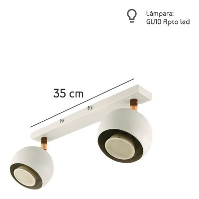 Aplique 2 Luces Mini Mun Blanco Con Cobre Apto Gu10 Deco Lmp