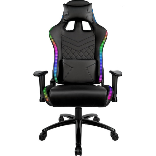 Silla de escritorio Audiotek MKZ-LKSGRGBTB301 gamer ergonómica  negra con tapizado de cuero sintético