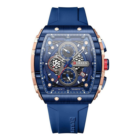 Reloj Para Hombre Curren Curren Chronograph Kred8203 Azul Color de la correa Dorado