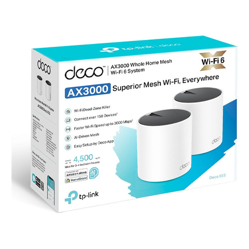 Kit 2 Router Deco X55 Tp-link Banda Dual Ax3000 Wi-fi 6 Mesh Color Blanco