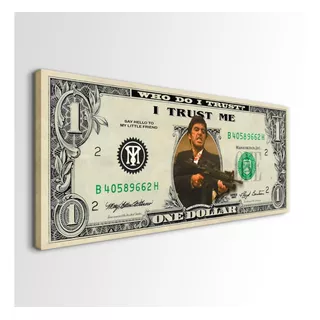 Cuadro En Canvas Tony Montana Scarface Dollar 130x55