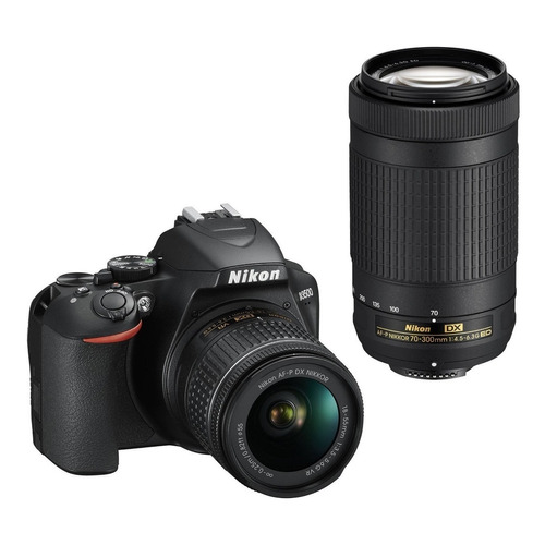  Nikon Reflex Kit D3500 + lente 18-55mm f/3.5-5.6G VR + lente 70-300mm f/4.5-6.3G ED DSLR color  negro