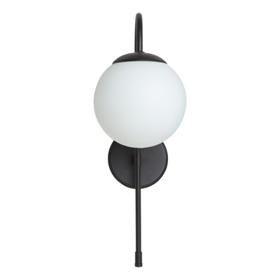 Aplique Curvo Large Negro Con Globo 15cm. E27 Luz Desing Negro/opal