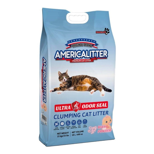 Arena America Litter Ultra Odor Seal Baby Powder 15 Kg Pt x 15kg de peso neto