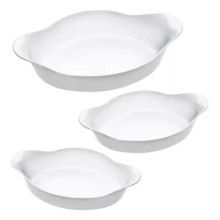 Conjunto 3 Assadeiras Opaline Oval Branco Marinex