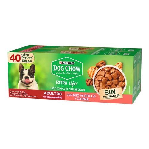 Alimento Para Perro Dog Chow Adulto Pollo Y Carne 40 Pzas