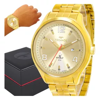 Relógio Dourado Masculino Technos 1 Ano De Garantia Original