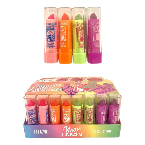 Caja Mayoreo 48 Labiales Mágicos Frutas Cambia De Color