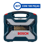 Kit De Ferramentas Brocas Titânio E Bits 100un X-line Bosch