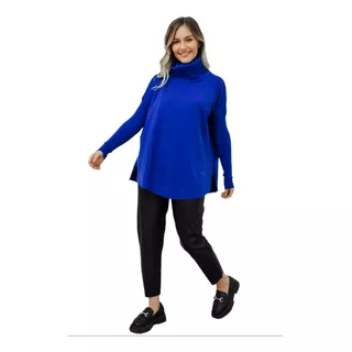 Poleron Largo Tejido Oversize Para Mujer