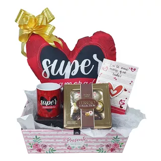 Kit De Presente Almofada Caneca Chocolate Cesta De Amor Cor Kit3