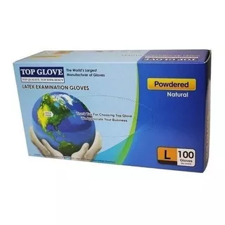 Guantes De Latex Top Glove 100 Unidades Talle L Color Blanco Con Polvo Sí