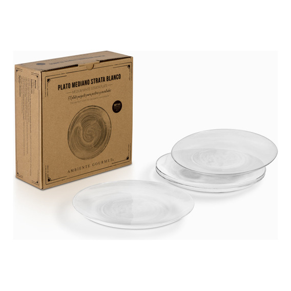 Plato Strata Blanca 21 Cm Set X 4 Ambiente Gourmet