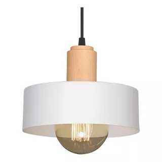 Lampara Colgante 1 Luz Apta Led Balcarse Detalle Madera 20cm