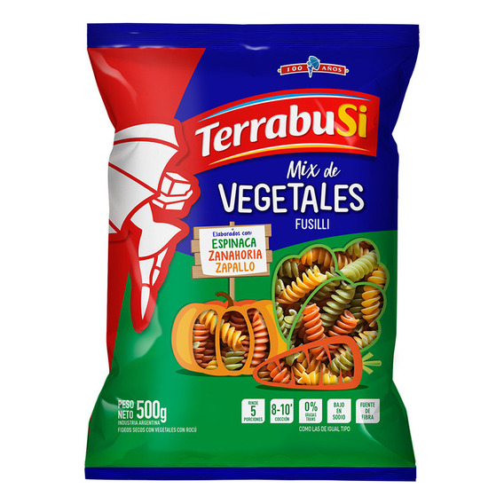 Fideos Terrabusi 3 Vegetales Fusilli 500g