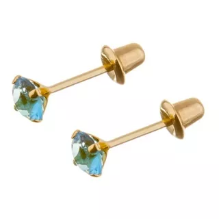 Brinco De Zircônia Solitário 3mm Ouro 18k