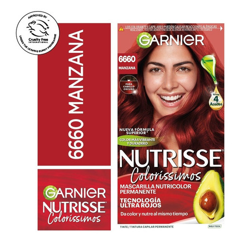 Kit Tinta Garnier  Nutrisse coloríssimos Mascarilla nutricolor permanente tono 6660 manzana para cabello