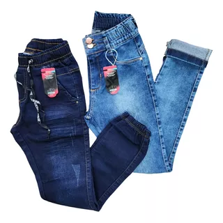 Kit 2 Calças Jeans Com Lycra Feminina Infantil 