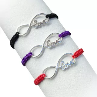 Pulsera Infinito Love Plata 925 Hilo Seda Regulable