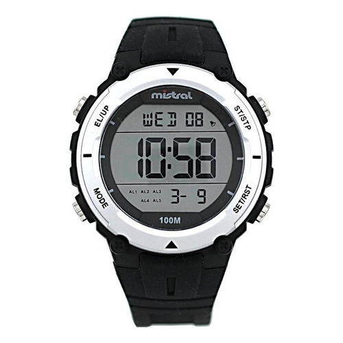 Reloj Mistral Pulsera Hombre Gdx-dau-01 Sumergible Digital Color de la malla Negro Color del bisel Plateado