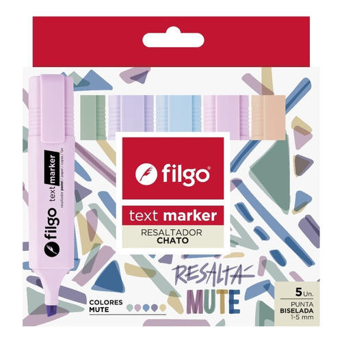 Resaltadores Filgo Text Marker Mute X 5 Colores