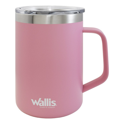 Taza Térmica Con Doble Capa De Acero Inoxidable, 420 Ml Color Rosa Liso