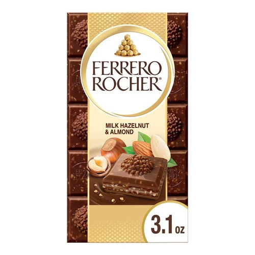 Ferrero Rocher Barra De Chocolate Avellana Con Almendra 90g