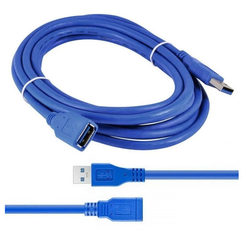 Cable Extensión Usb 3.0 De 3 Metros Macho Hembra Version 4k Color Azul