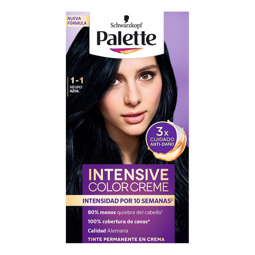 Tinte para cabello Palette Color Creme  Negro Azulado 1-1