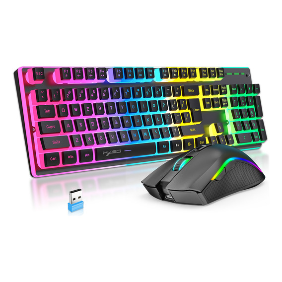 Hxsj Kit De Teclado Y Mouse Inalámbricos Recargable Rgb