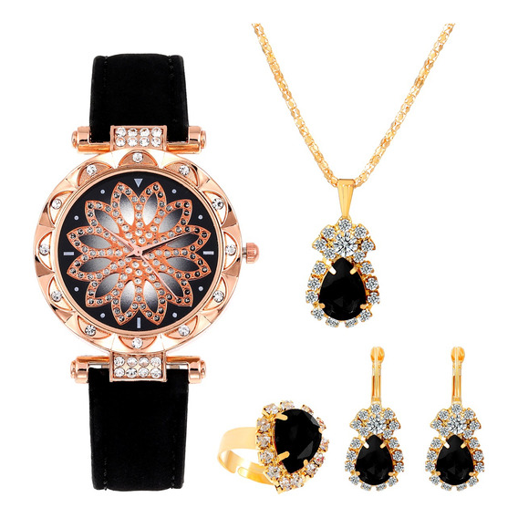 5 Piezas Moda De Las Señoras Reloj Set De Regalo Para Mujer 