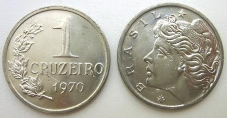 Moeda Brasil 1 Cruzeiro 1970 -mbc -níquel - R$ 10,00 em 