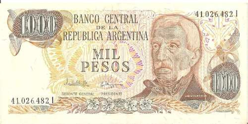 Cedula - Argentina 1000 Pesos - San Martin - Fe - R$ 12,00 