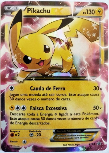 Carta Pokémon Pikachu Ex Xy84 Original! Português! - R$ 89 