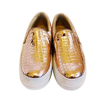 Clippate Alpargatas Panchas Doradas Zapatos En Cuero Mujer