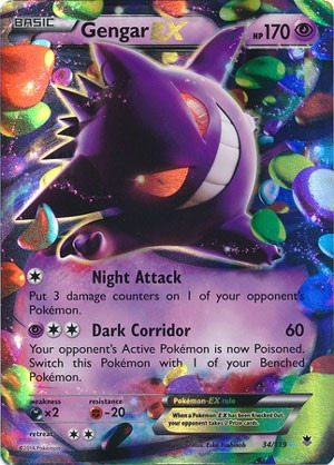 Carta Pokemon Gengar Ex Xy Phantom Forces Inglês - R$ 35 