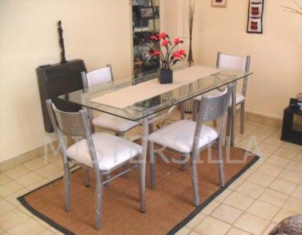 Juego comedor 4 sillas new forte mesa vidrio rectangular ...