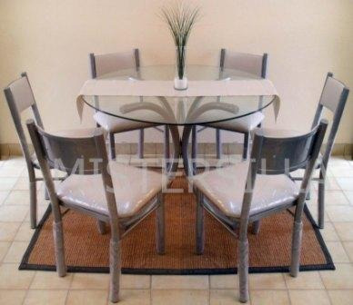 Juego comedor 6 sillas new forte mesa vidrio redonda 1.2m ... Mesas redondas con sillas