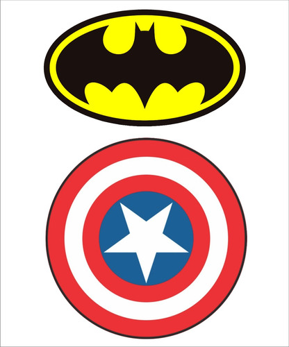 Simbolo Batman E Escudo Capitao America - R$ 88,00 em 