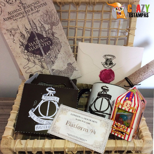 Kit Harry Potter D - 8 Itens Com Carta + Cesta + Feijões M 