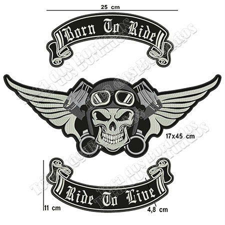 bordado skull biker 45cm