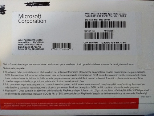 Licencia Windows 10 Pro Oem Dell 2,000.00 en Mercado Libre
